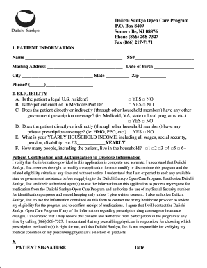 Daiichi Sankyo Open Care Program Application