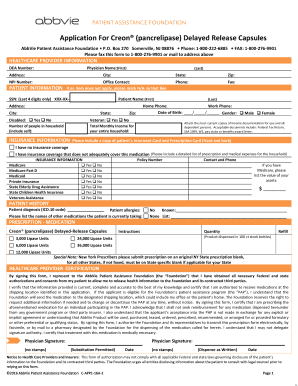 Application for Creon Patient Assistance