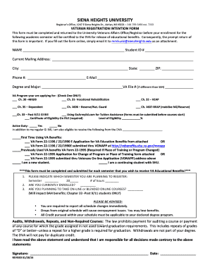 Veteran Registration Intention Form