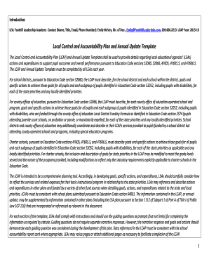 California Local Control and Accountability Plan Template