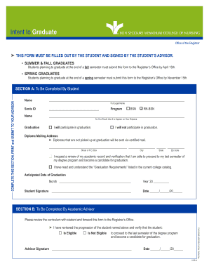 Intent to Graduate Form