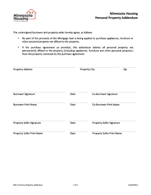 Minnesota Housing Personal Property Addendum