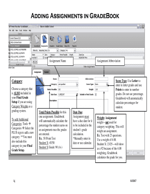 GradeBook Assignment Setup