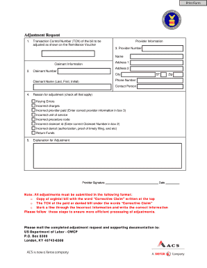 Adjustment Request Form