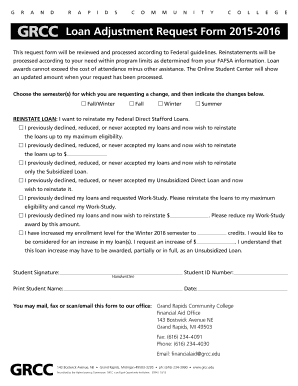 Loan Adjustment Request Form