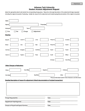 Student Account Adjustment Request