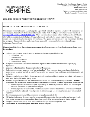 2015-2016 Budget Adjustment Request Form
