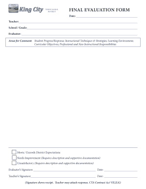 School Teacher Evaluation Form