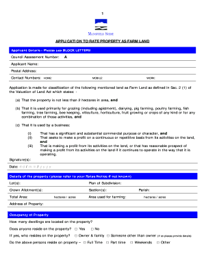 Application to Rate Property as Farm Land