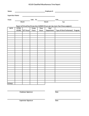 KCUSD Classified Miscellaneous Time Report