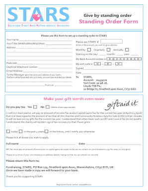 Standing Order Form