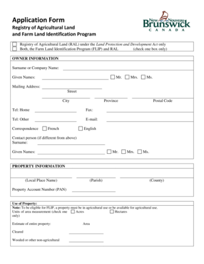 Agricultural Land Application Form