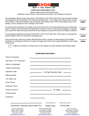 Credit Card Authorization Form