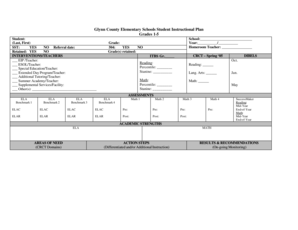Glynn County Elementary Schools Student Instructional Plan