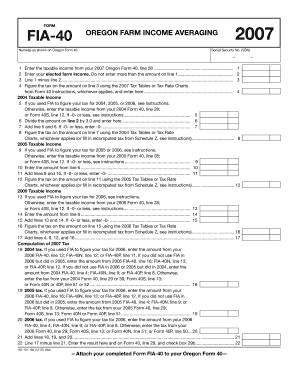 Oregon Farm Income Averaging Form FIA-40 2007