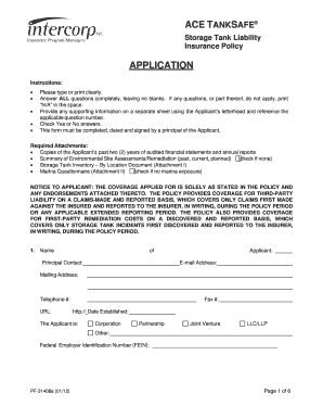 Storage Tank Liability Insurance Application