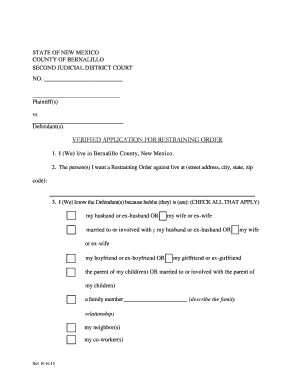New Mexico Restraining Order Application