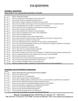 US Federal Tax Organizer Form