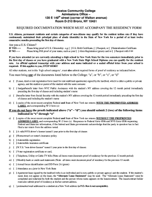 New York Residency Form for Hostos Community College
