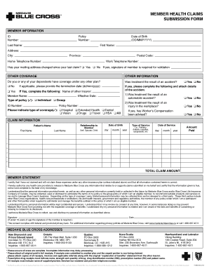 Member Health Claims Submission Form