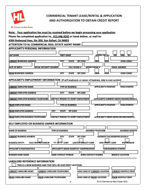 Commercial Tenant Lease Rental Credit Application