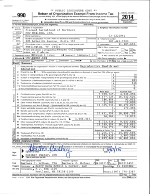 Form 990 2014 Planned Parenthood