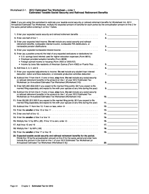 2012 Estimated Tax Worksheet