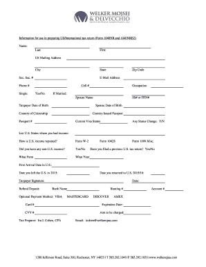 US Non-Resident Tax Return Form