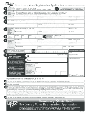 New Jersey Voter Registration Application