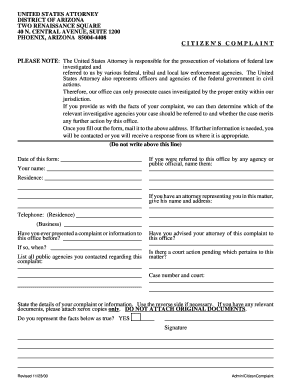 Citizen's Complaint Form