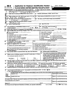 Form 554 Application for Employer Identification Number