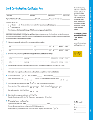 South Carolina Residency Certification Form