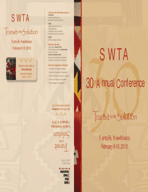 Registration deadline: January 15, 2010 SWT A Thank You for Supporting Our Conference: Federal Transit Administration Region 6 New Mexico Department of Transportation New Mexico Public Transportation Association North Central Regional - - -