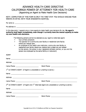 California Advance Healthcare Directive