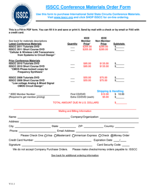 ISSCC Conference Materials Order Form
