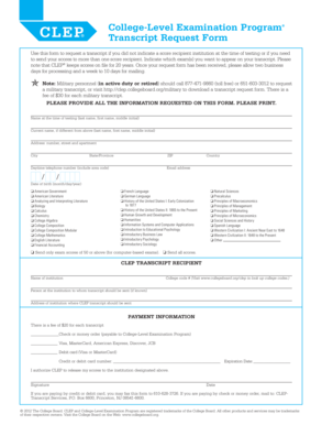 CLEP Transcript Request Form