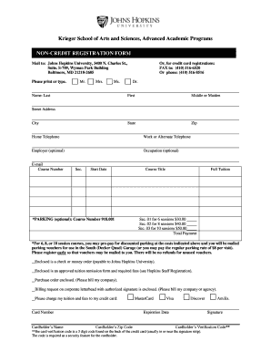 Johns Hopkins Non-Credit Registration Form
