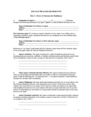California Advance Healthcare Directive