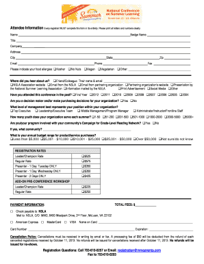 NSLA Conference Registration Form