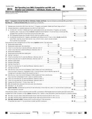California Form 3805V Net Operating Loss Computation