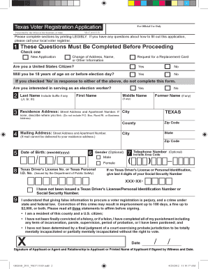 Texas Voter Registration Application