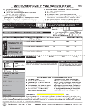 Alabama Mail-In Voter Registration Form
