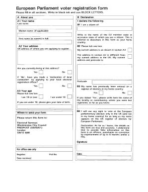 European Parliament Voter Registration Form