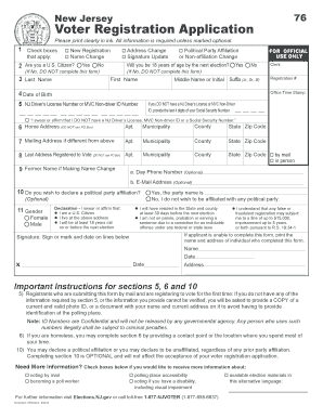New Jersey Voter Registration Application