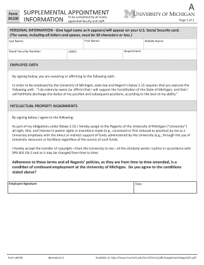 Supplemental Appointment Form 36100
