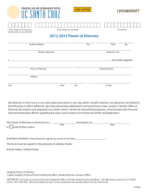 UCSC Power of Attorney for Financial Aid