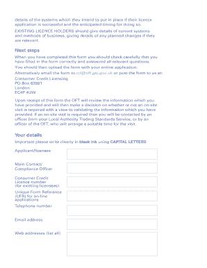 UK Consumer Credit Licensing Form CRP 1
