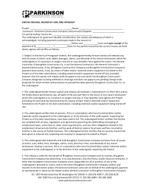 Partial Release Waiver of Lien and Affidavit
