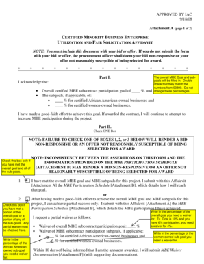 Certified Minority Business Enterprise Utilization Affidavit