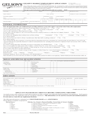 Gelson’s Market Employment Application